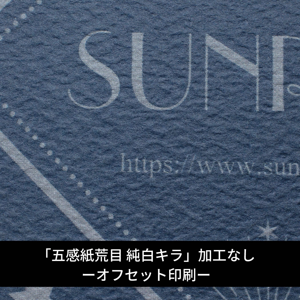 「五感紙荒目 純白キラ」加工なし（オフセット印刷）